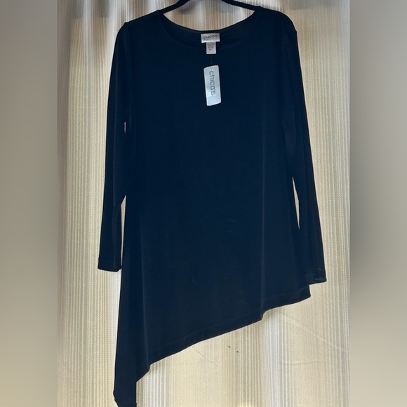 Chico's /Travelers/NWT/ Elegant /Black Long Sleeve Top/ size 3 - Picture 2 of 7